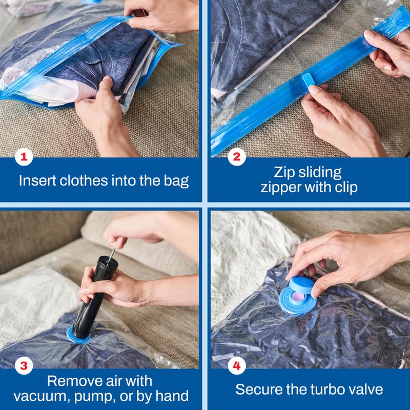 Spacesaver 10 Pack Small Vacuum Storage Bags for Comforters, Blankets & Clothes â€“ Vacuum Sealed Compression Bags with Hand Pump â€“ Space Saver Storage Bags for Bedding, Moving, Travel & Organization - Image 2